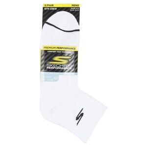 NEW! Skechers Men’s Premium Performance Quarter Socks 3 Pack White